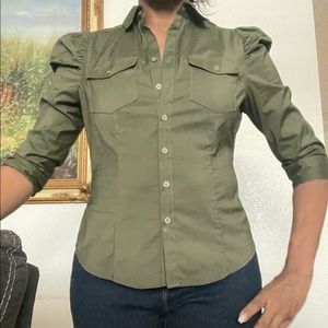 New York & Company 7th Avenue army green Blouse